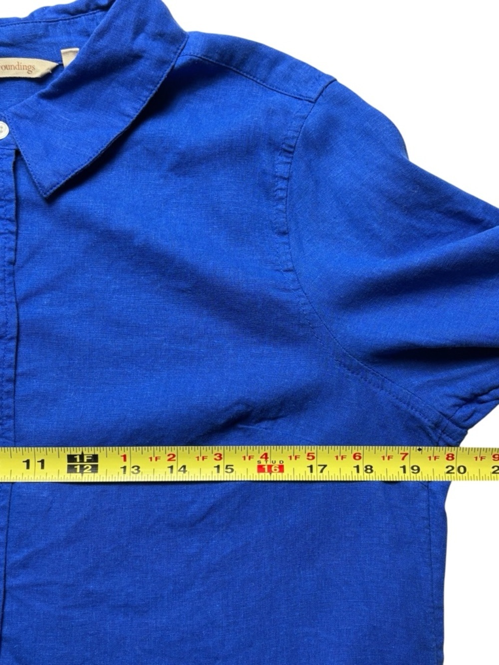 Soft Surroundings Jordan Linen Blend II Roll-Tab Sleeve Shirt Blue • Size M - Picture 3 of 6